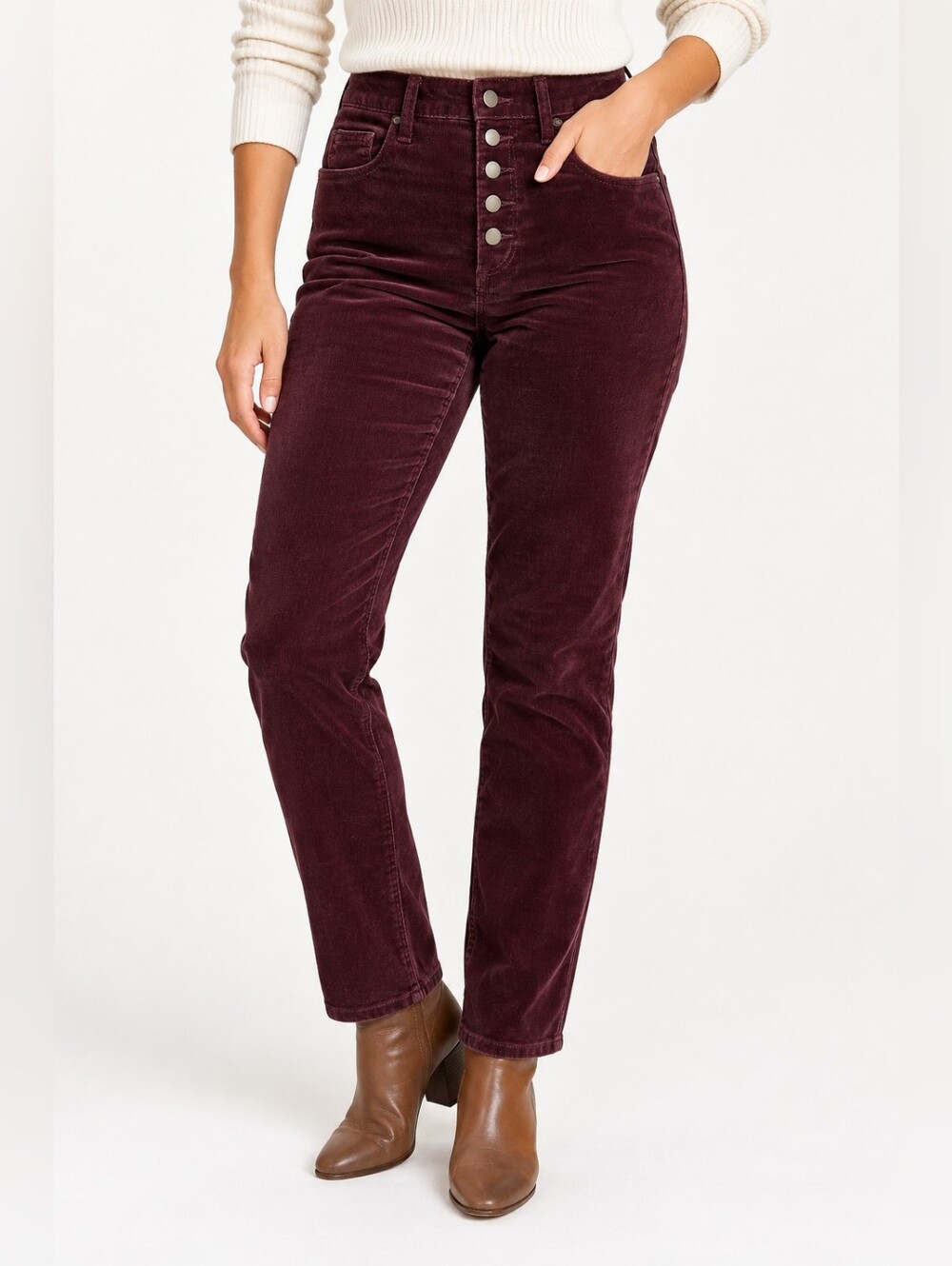 Universal Thread 10/30R Burgundy Corduroy High Rise Button Fly Straight Pants